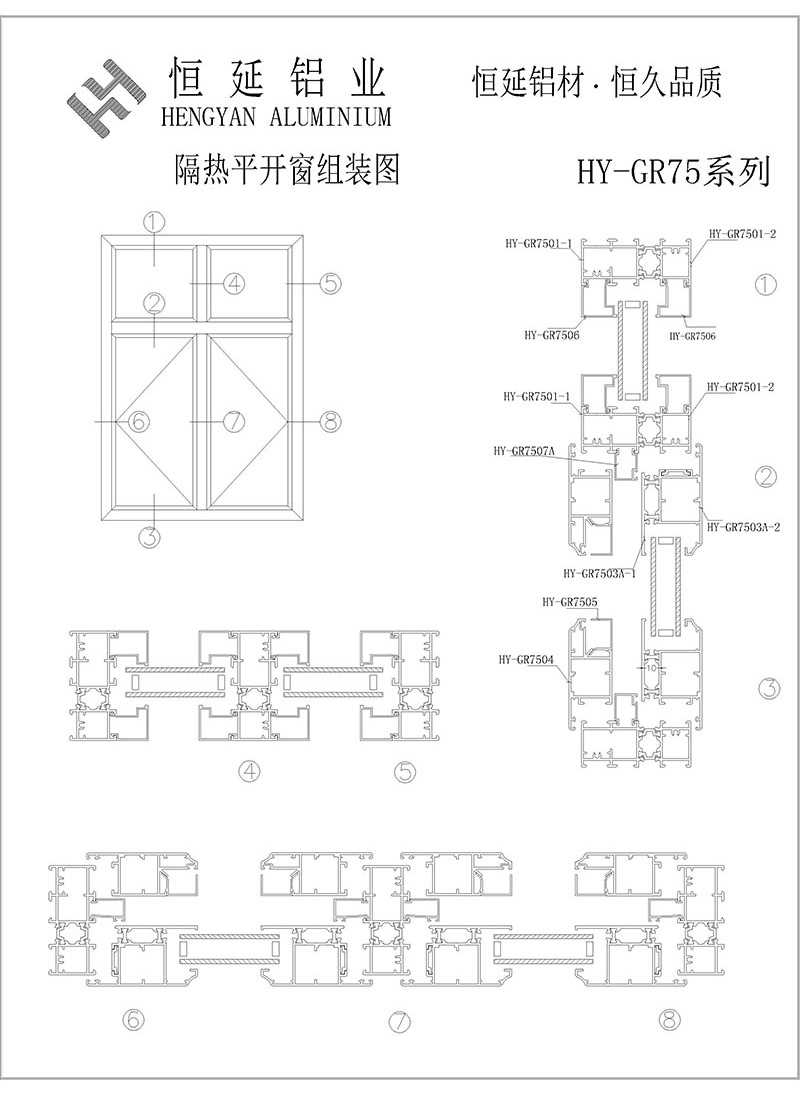 GR75隔熱鋼紗一體平開窗系列