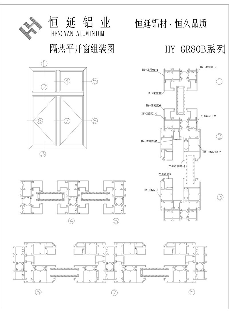 GR80B隔熱鋼紗一體平開窗系列