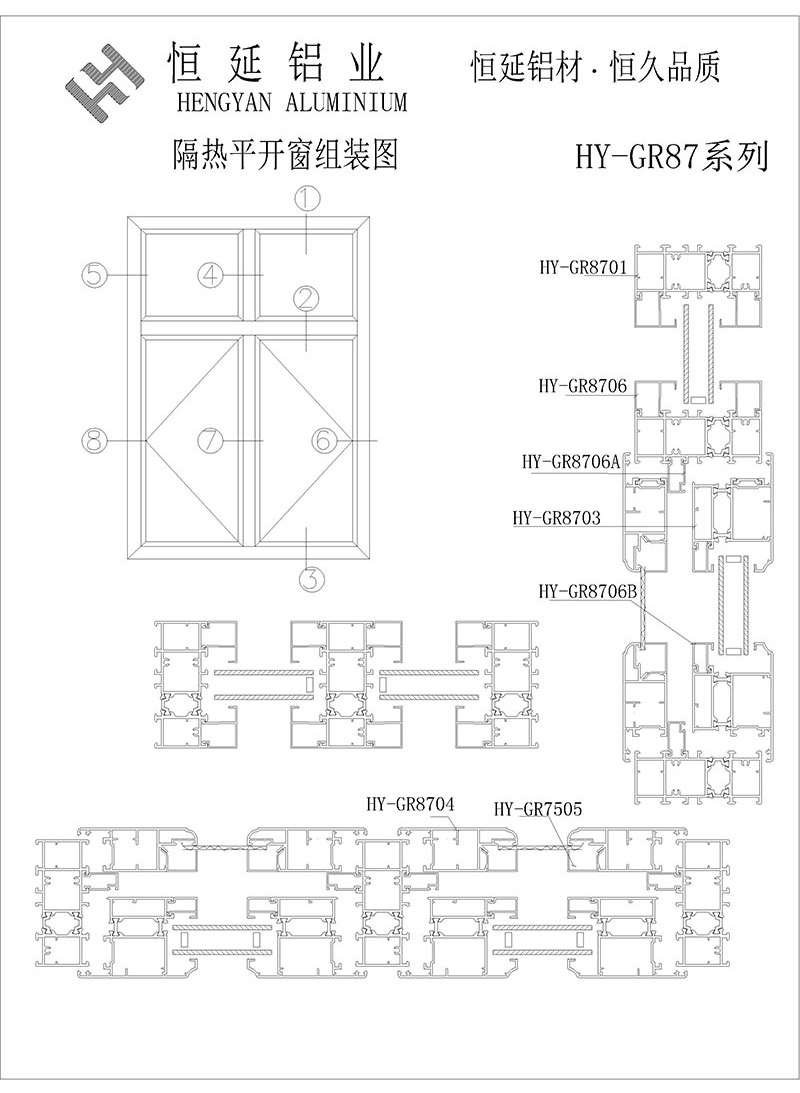 GR87隔熱鋼紗一體平開窗系列