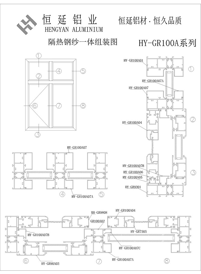 GR100A隔熱鋼紗一體平開窗系列